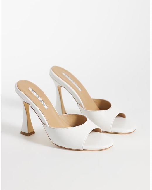 Tony Bianco White Victoria Heeled Mule Sandals