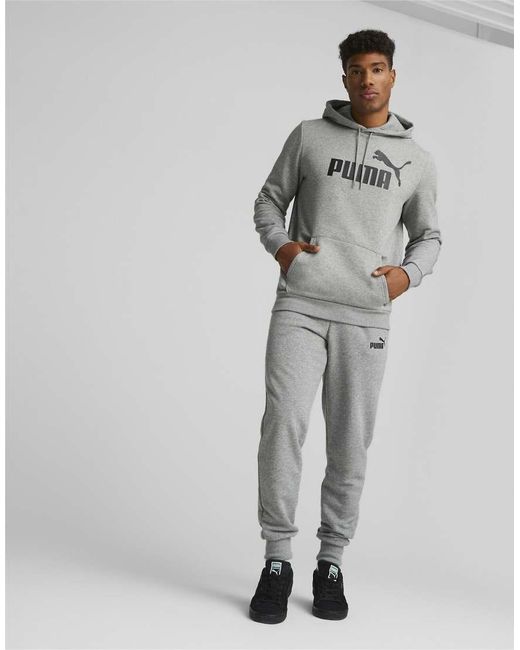 PUMA Gray Essentials Big Logo Hoodie for men