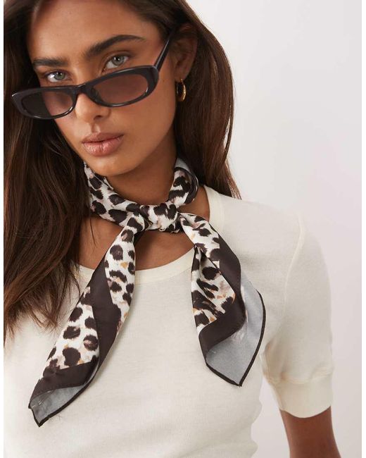 Mango Natural Leopard Print Satin Scarf