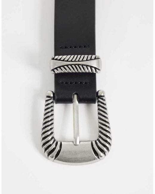 ASOS White Western Buckle Studded Belt for men