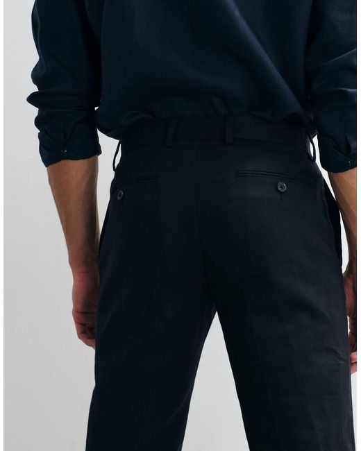 ASOS White Tailored Linen Rich Slim Trousers for men