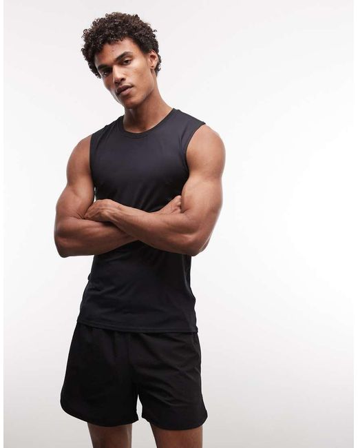 Canotta Da Allenamento Slim Fit Con Dettaglio Sulla Cucitura Laterale Nera di 4505 in Black da Uomo