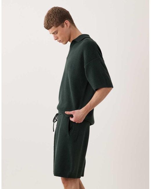 ASOS Black Wide Knitted Co-ord Shorts for men