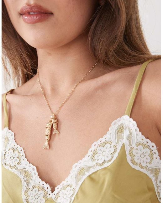 Reclaimed (vintage) Schakelketting Met Vishangertjes in het Natural