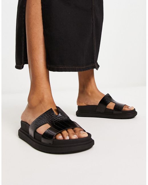 Sandalias negras efecto piel New Look de color Black