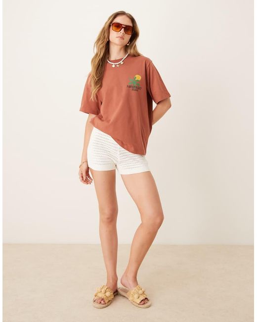 ASOS Orange Oversized Tee With Abstract Holiday Graphic
