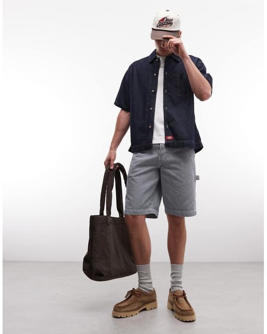 Dickies Blue Short Sleeve Denim Shirt for men