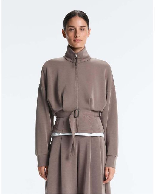 Oysho Brown Soft-Touch Modal Jacket With Corset Belt
