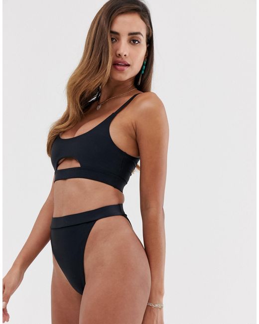South Beach Synthetik – mix-and-match – bikinihose aus recyceltem material  mit hoher taille und hohem beinausschnitt in Schwarz | Lyst DE