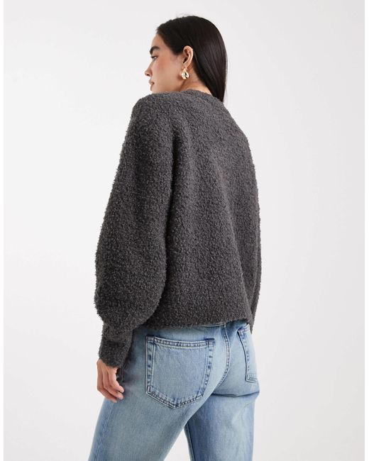 ASOS Black Boxy Oversized Boucle Cardigan With Pocket Detail