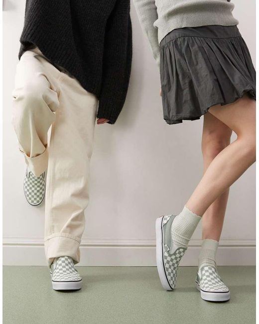 Vans Green Classic Slip-On Colour Theory Checkerboard Trainers