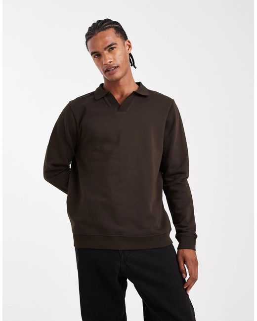 New Look Black Collared Sweatshirt for men