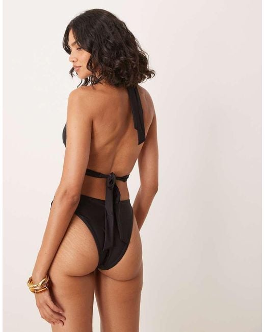 Tala Black Asymmetric Gold Ring Bikini Bottoms