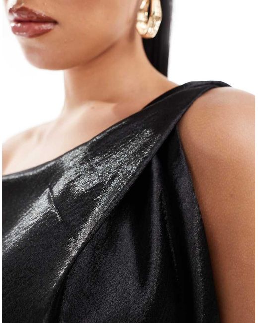 ASOS Black Satin Asymmetric Twist Top