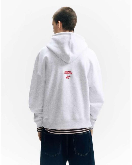 Pull&Bear White Stwd Studio Hoodie for men