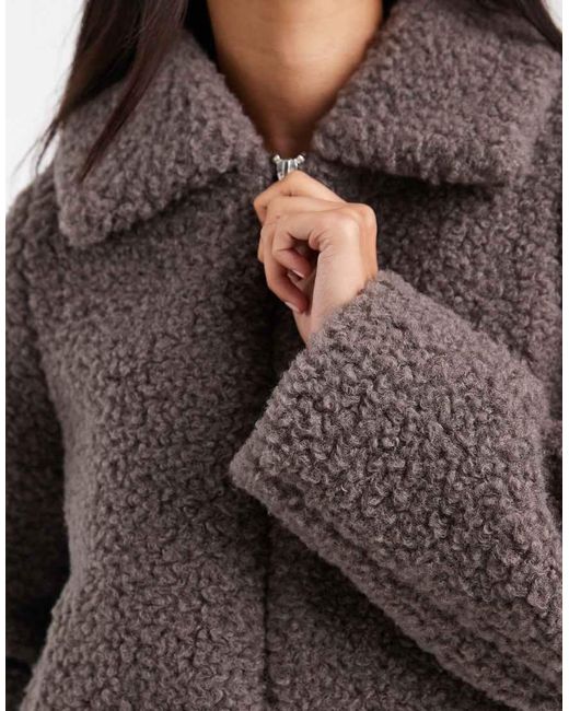 Chaqueta Corta De Borreguito De Threadbare de color Gray