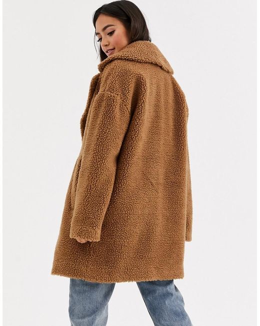 Abercrombie & Fitch Teddy Coat in Brown | Lyst