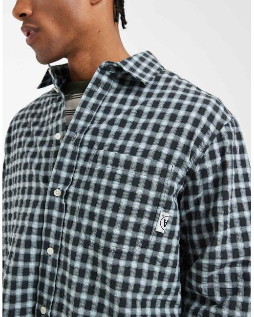 DOUBLE A by WOOD WOOD Blue Cotton-rich Cooper Long Sleeve Shirt for men