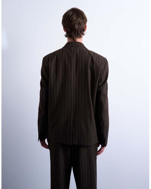 Topman Geplooide Broek Met Wijde Pijpen in het Black voor heren