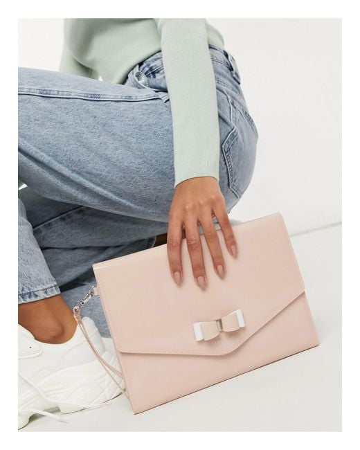 Ted Baker Pink Harliee Bow Envelope Clutch Bag