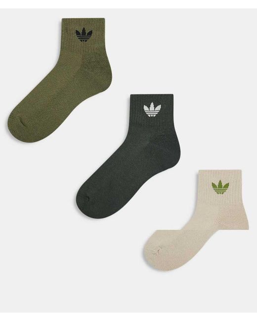 Adidas Originals Multicolor Adicolor Trefoil 3 Pack Of Ankle Socks