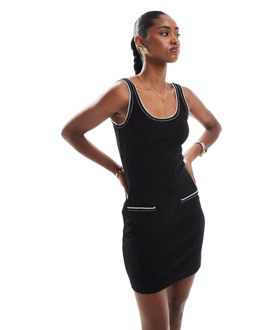 Miss Selfridge Black Contrast Seam Pocket Detail Mini Dress