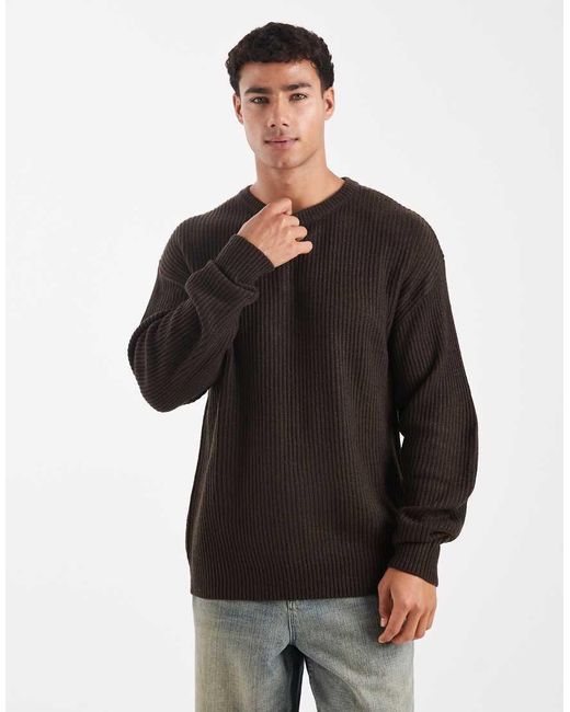 JJ Rebel Black Oversize Textured Jumper for men