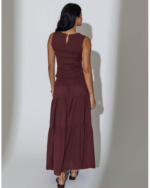 South Beach Brown Shirred Waist Maxi Skirt