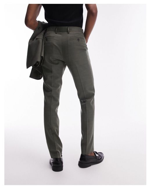 Topman Green Straight Suit Pants for men