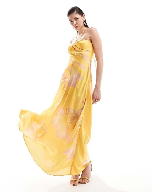 Mango Halterneck Satin Midi Dress in Metallic | Lyst UK