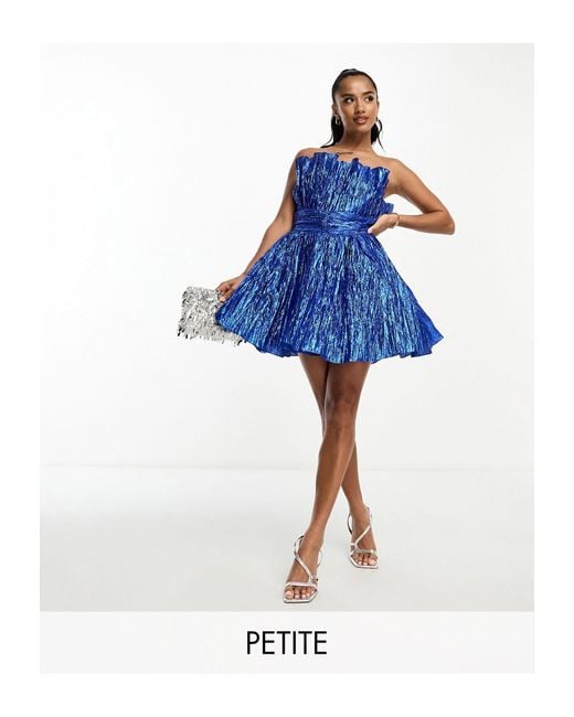 Collective The Label Blue Exclusive Metallic Bandeau Mini Dress