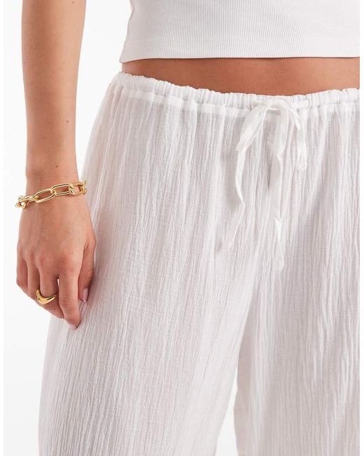 Muse Assembly Blue Celeste Lace Panel Wide Leg Trousers