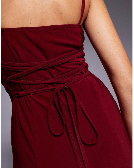 asos red backless dress ASOS DESIGN tie back halter neck midaxi dress in red