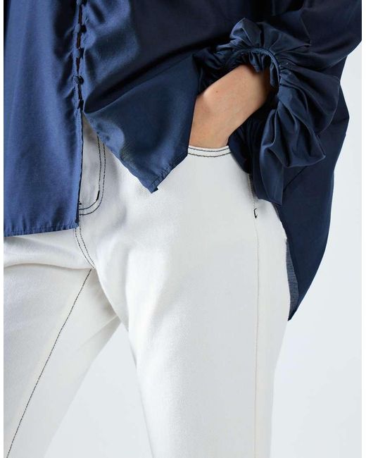Glamorous White High-Waisted Ankle Length-Jeans