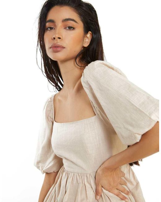 Glamorous Natural Straight Neck Mini Dress