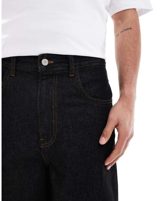 ASOS Black Long Length Denim Jorts for men