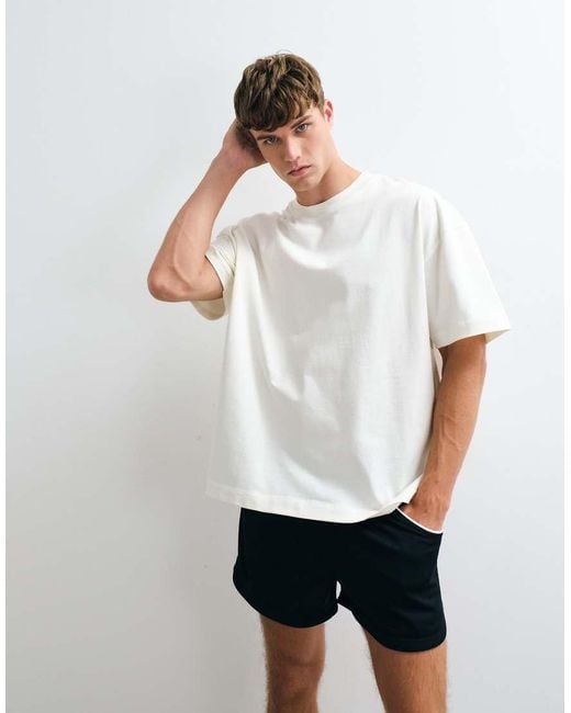 4505 White Heavyweight Cotton Oversized T-Shirt With Back Print for men