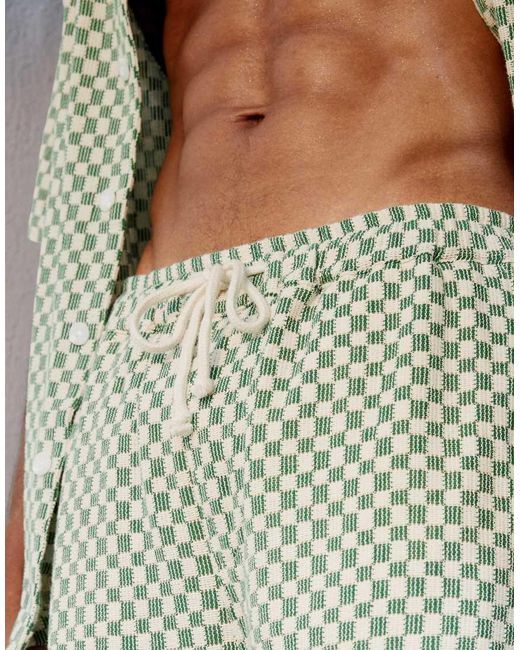River Island Green Checkerboard Shorts Co-ord for men