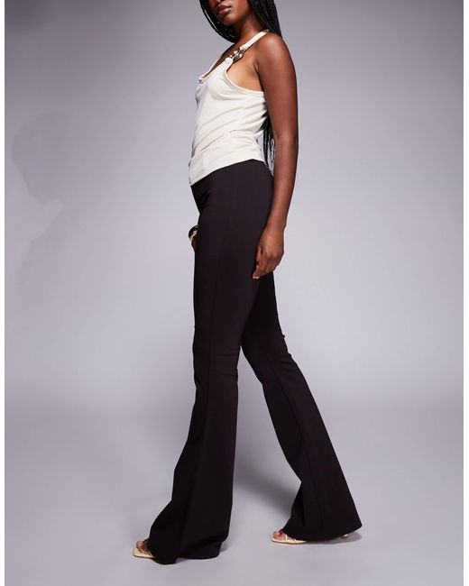 ASOS Brown Premium Ponte Flare Trouser With Tailored Waistband