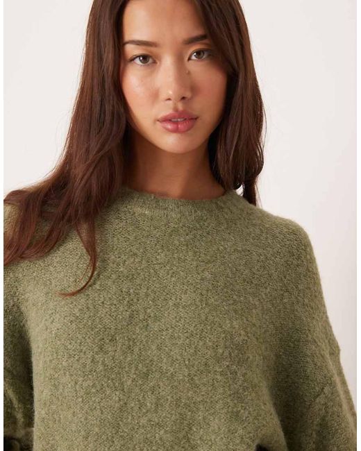 ASOS Green Ruched Sleeve Jumper