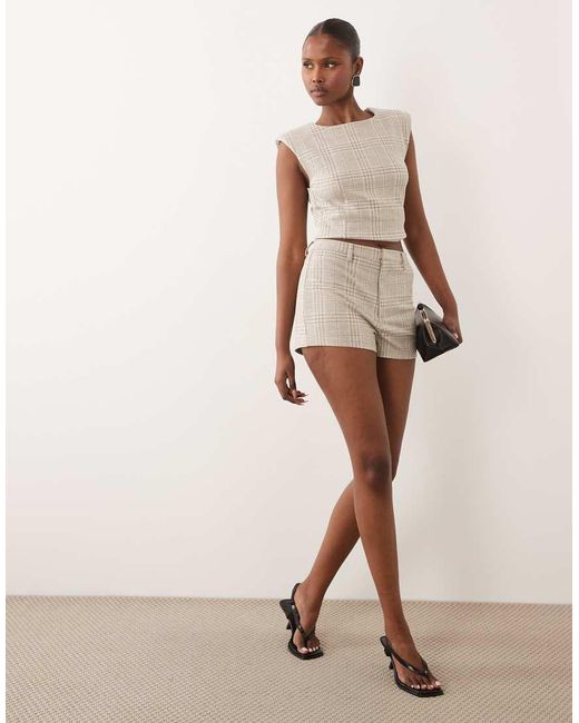 ASOS Natural Mix & Match Brushed Herringbone Mini Shorts