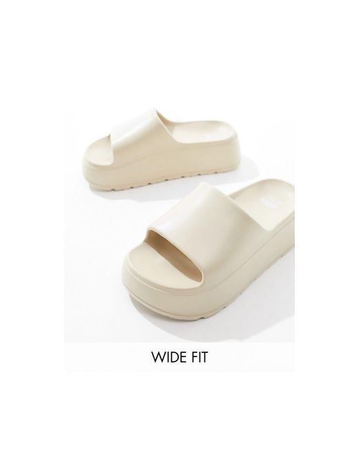ASOS White Wide Fit Freedom Cleated Flatform Slider