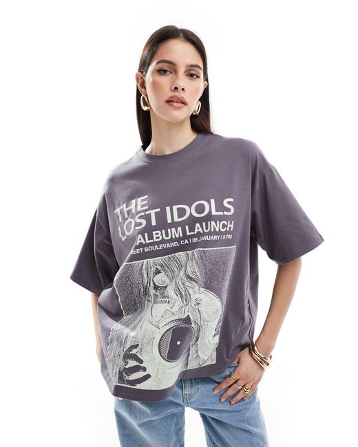 ASOS Blue Oversized T-shirt With The Lost Idols Band Graphic