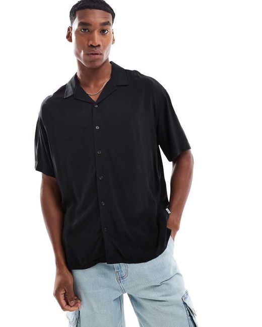 JJ Rebel Black Revere Collar Shirt for men