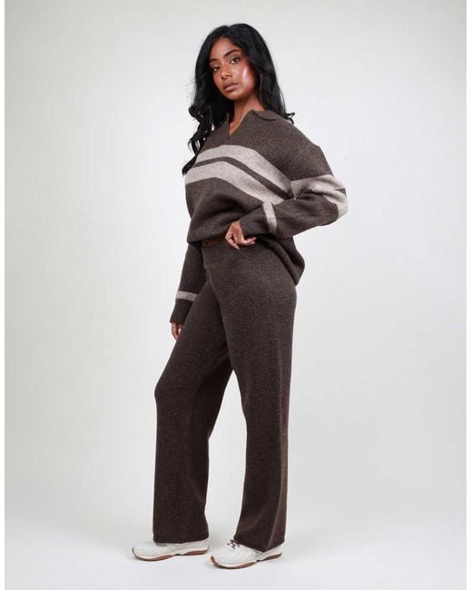 SIMMI Brown Soft Flared Knit Trouser