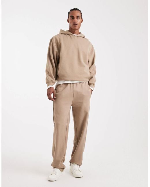 ASOS Natural Circular Design Collection Heavyweight Straight Leg jogger for men
