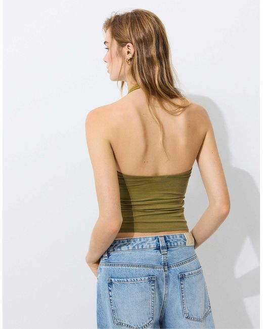 Stradivarius Blue Basic neckholder-top