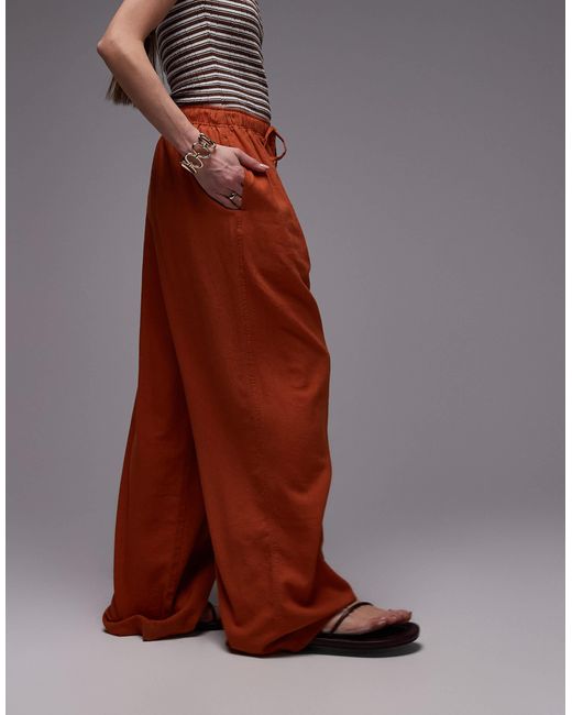 TOPSHOP Red – ballonhose aus leinen