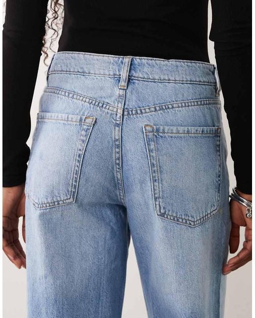 Mango Blue Danila Raw Hem Straight Leg Jean