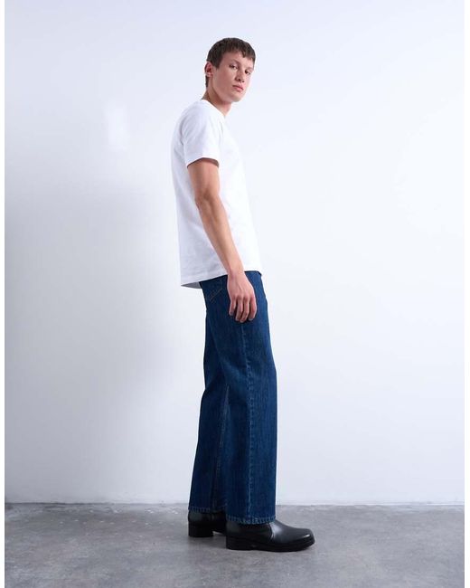 Topman Blue Rigid Straight Jean for men